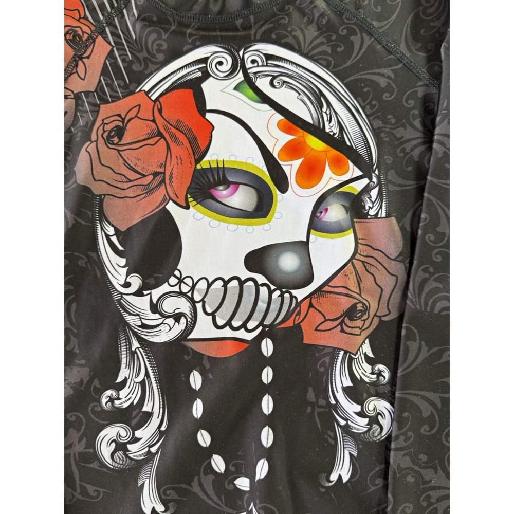 La Firma Kimono Company Rash Guard Mens S Black‎ Sugar Skull BJJ MMA Compression